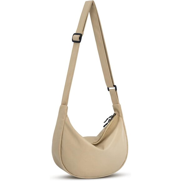 Women Khaki Imported Polyester Crossbody Lightweight Crescent Trendy Sling Bag - Picture 1 of 7
